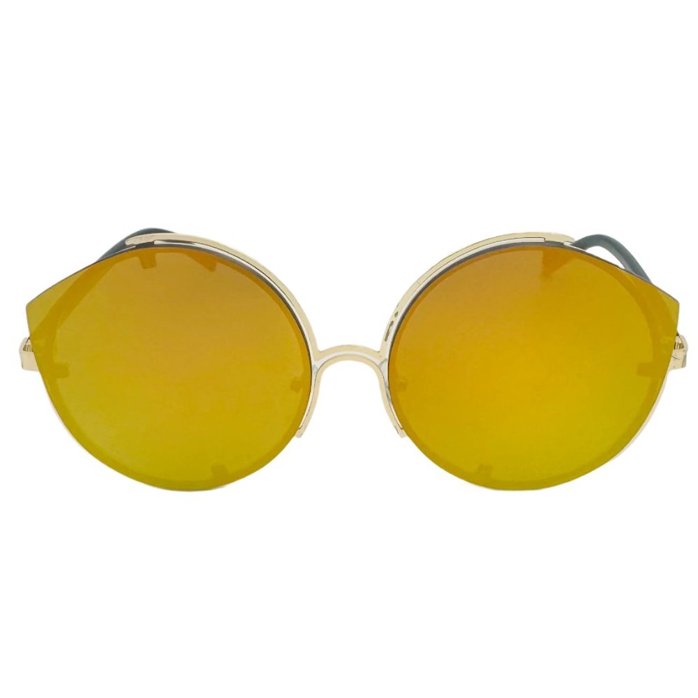 9158 | Gold Mirror Rimless Round Luxe Sunglasses